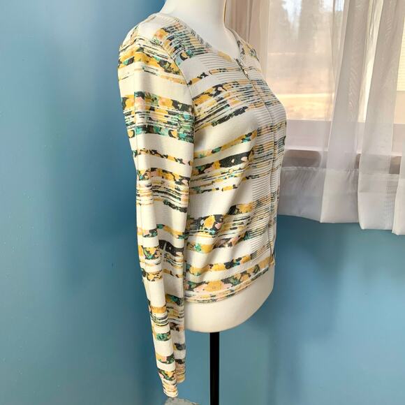 Anthropologie Moth Array Floral Striped Cardigan Size Small - Picture 4 of 8